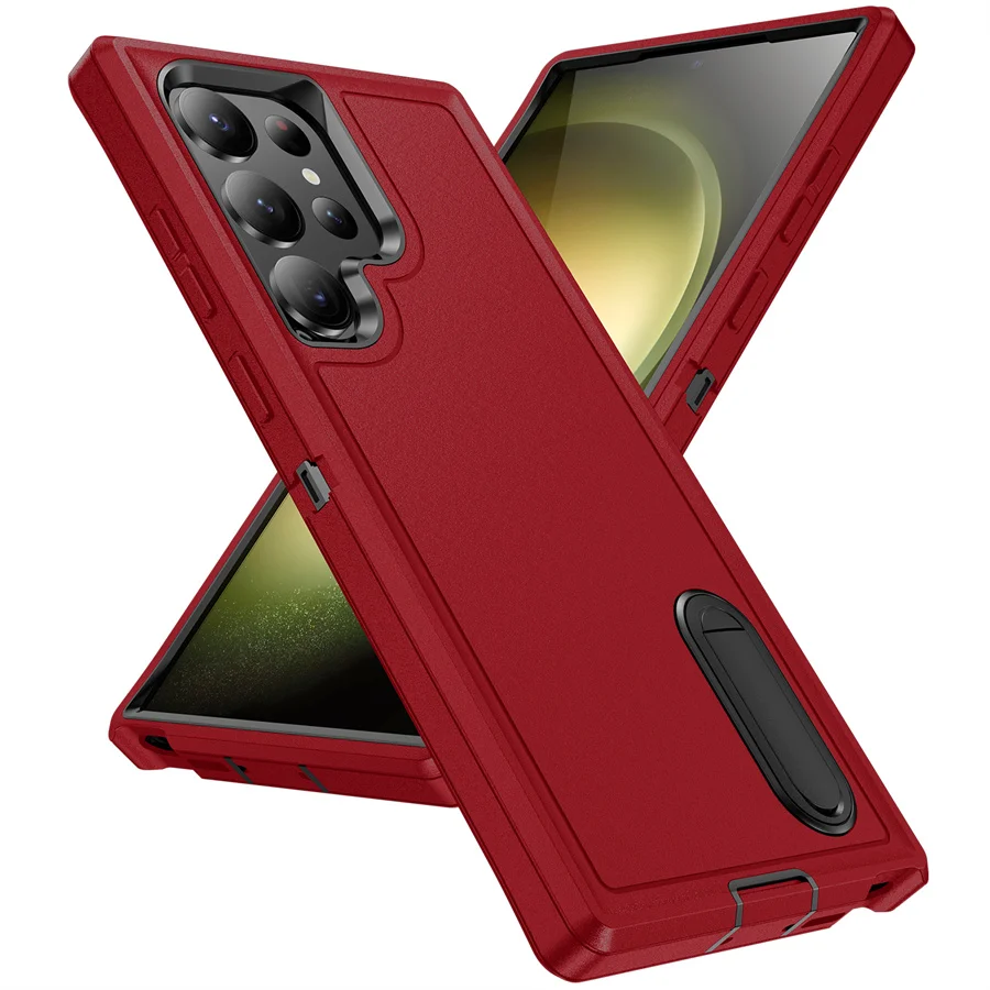 Hybrid 3 In 1 Military Grade Defender Case for Samsung Galaxy S26 Ultra/S23 FE/A56/A36/A15/A14/A13/A54/A53 Kickstand Body Cover