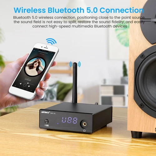 AIYIMA DAC-A1 헤드폰 디코더 ES9018Q2M 블루투스 5.0 디코더 동축 광 USB DAC APTX-HD 리눅스 원격 제어 2