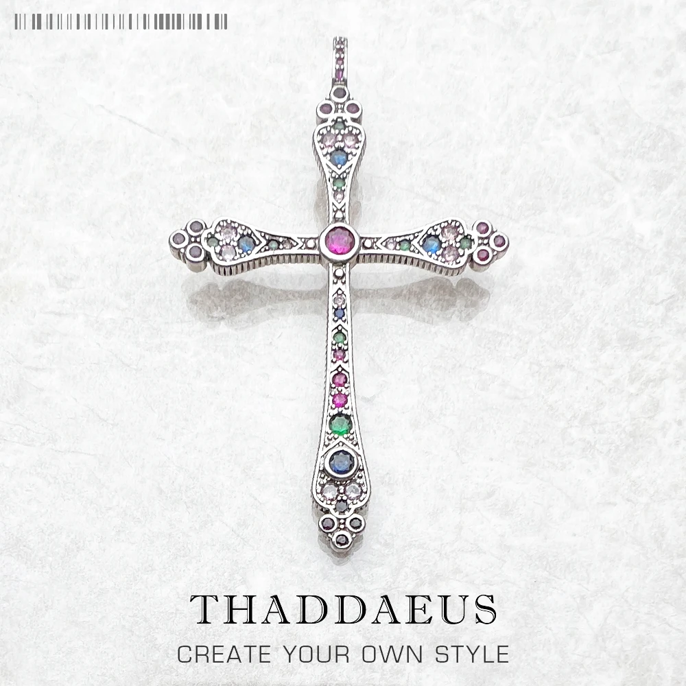 Pendants Royalty Cross Colorful New Victorian Jewelry Bohemia 925 Sterling Silver Accessories Gift For Women pendant necklace silver pendant