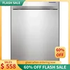 QWSHARP Slide-In Dishwasher,Stainless Steel Finish,24" Wide,Soil Sensors,Premium White LED Interior Lighting,Smooth Glide Rai 1