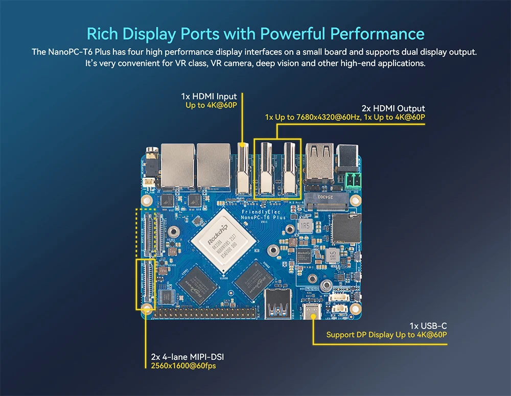 NanoPC T6 Plus Edge Computing Development Board Dual 2.5G Ethernet Rockchip RK35