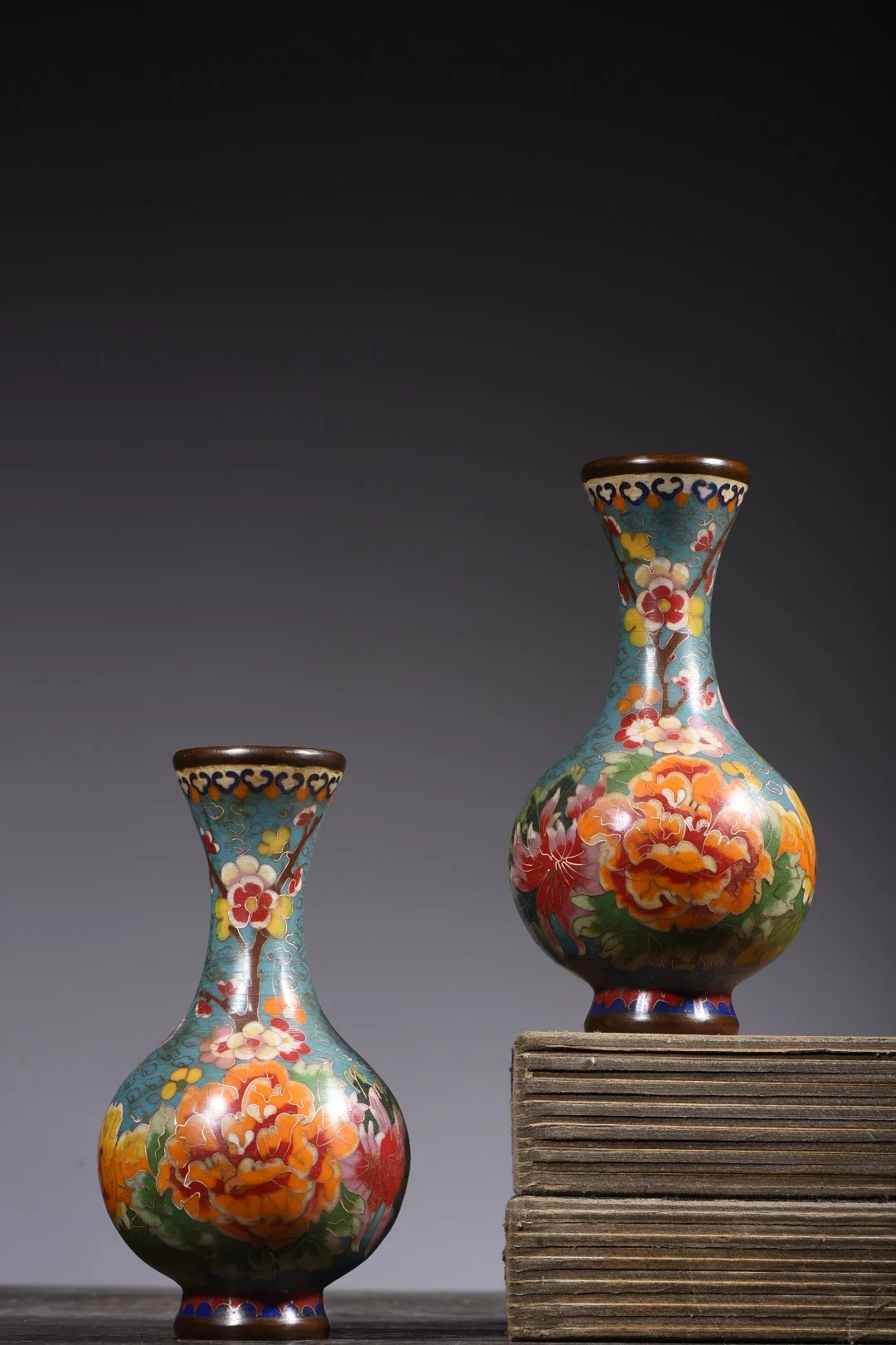 

8"Tibetan Temple Collection Bronze Cloisonne Enamel Yutang rich Appreciate the bottle vase a pair ornament Town house