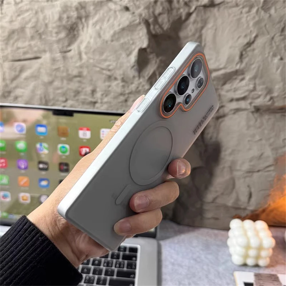 Luxury Matte Translucent Magnetic Wireless Charging Case with Barcode Hard Cover