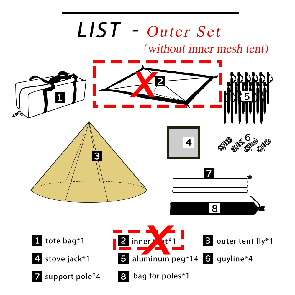 خيمة هرمية خفيفة الوزن يطير مع فتحة مدخنة خيمة تيب...