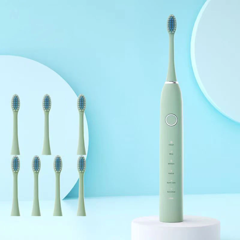thumbnail image 1 of Cepillo de dientes eléctrico sónico con 6 modos para adultos, temporizador, cepillo de dientes automático con vibrador, blanqueador, resistente al agua IPX7, 6/8 cabezales de cepillo, 1 of 5