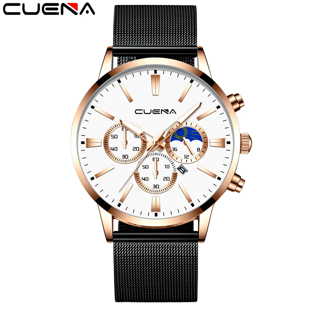 

CUENA Men Wrist Watch Business Metal Band Quartz relogio masculino watches mens 2019 mens wristwatches