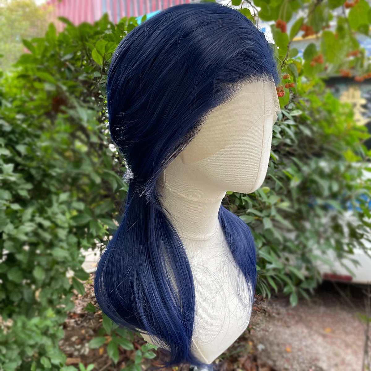 Dark Blue Rocker Cosplay Wigs for Men 13x4 Synthetic Lace Front