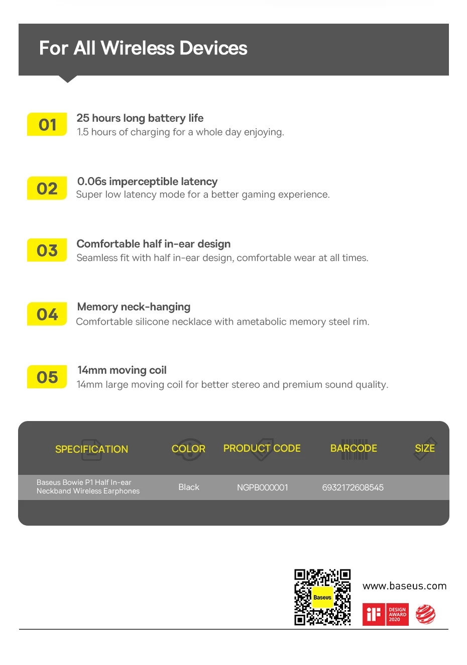 Baseus-Adsorção Magnética Fone de Ouvido Sem Fio,