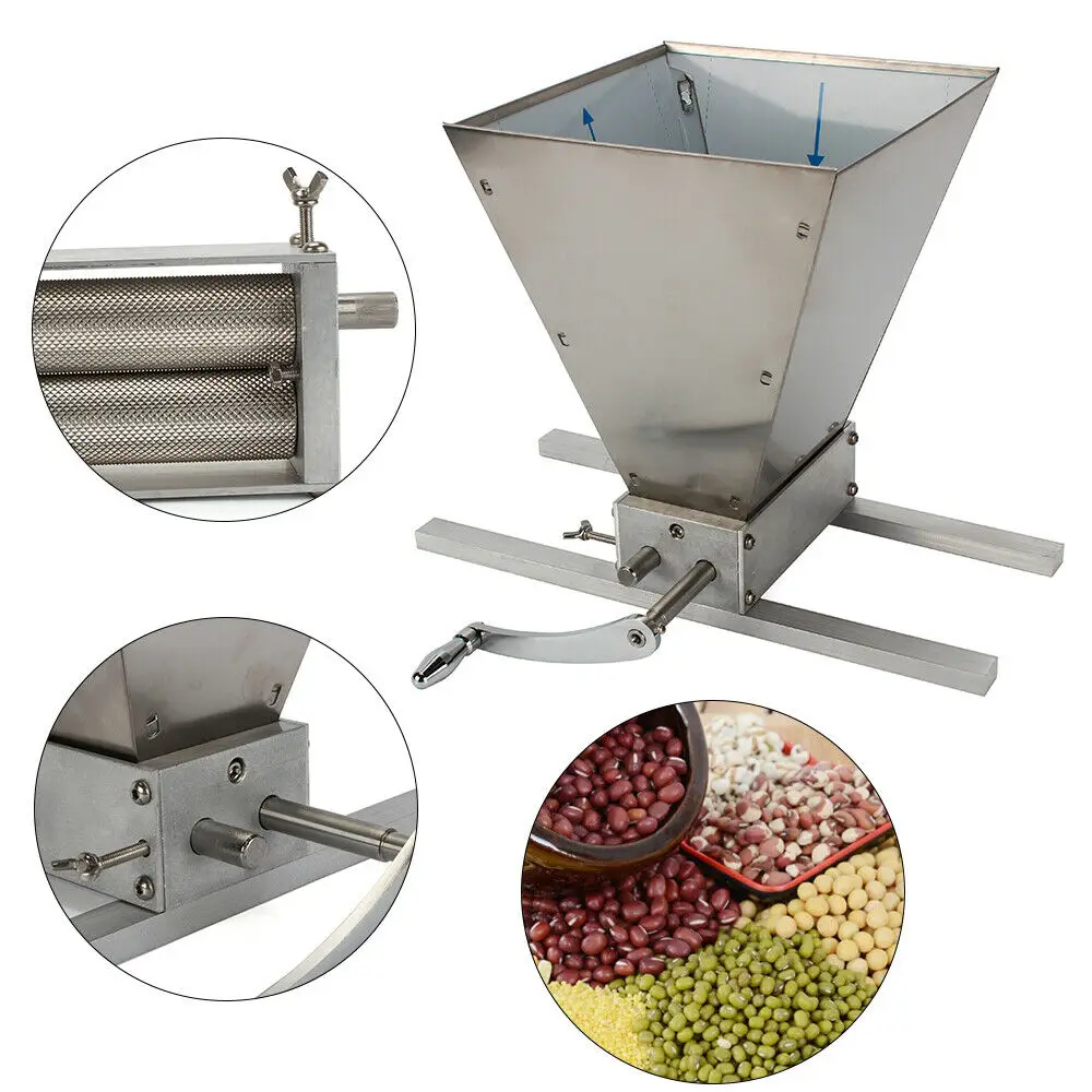 Manual Malt Mill Crusher Barley Grain Grinder Multi-function with 2 Stainless Steel Roller for Home Brew Beer malt grain grinder