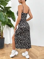 Fall 2025 Long Dress Strapless Wrap Chest High Slit Daisy Leopard Print Wrap around Skirt Maxi Dress - Image 4