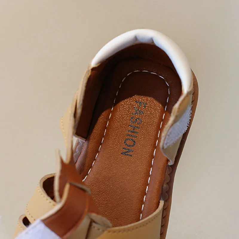Toddler Sandals for Boys Cut outs Leather Shoes 2024 Summer Brand New Gladiator Sandals Weave Baby Boy Beach Shoes Flats H05096 5