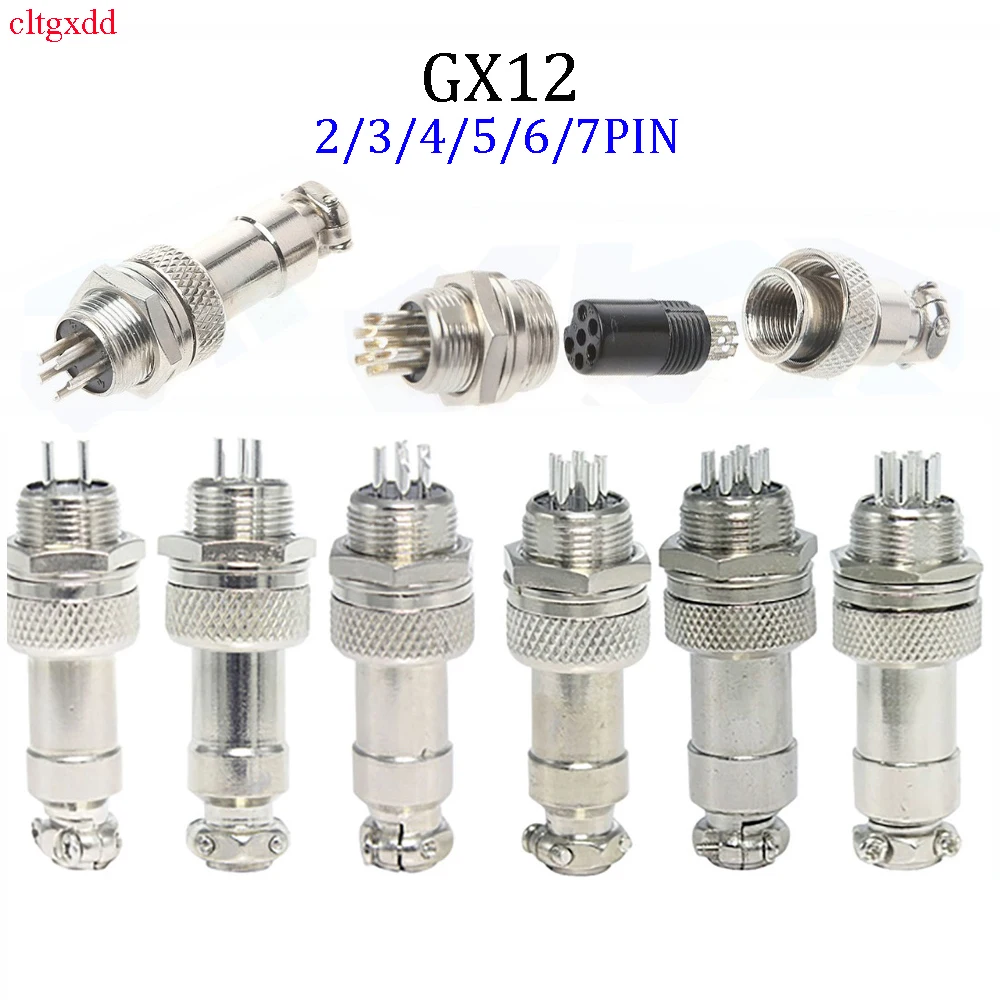 

1-10 sets of GX12 nut type male and female electrical connectors 2/3/4/5/6/7 pin circular aviation socket plug 12MM connector