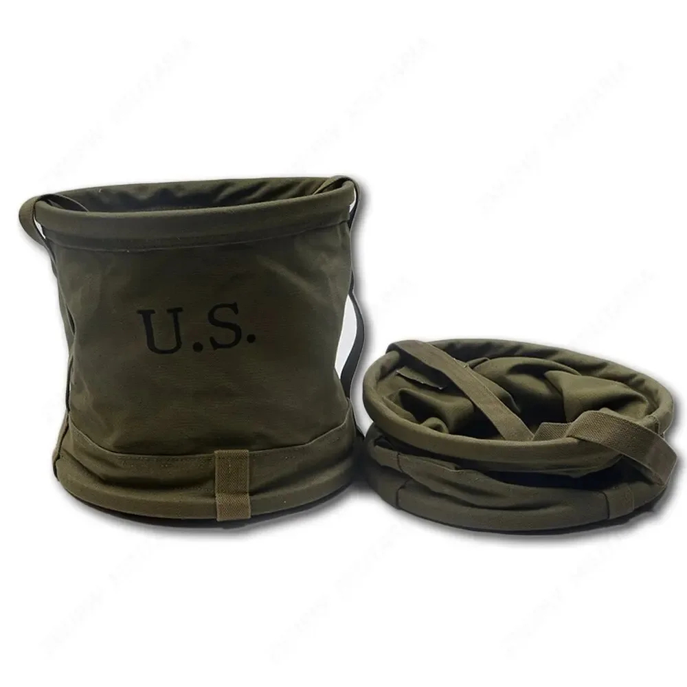 Portable Carriable Army Green Canvas Outdoor Water Bucket
