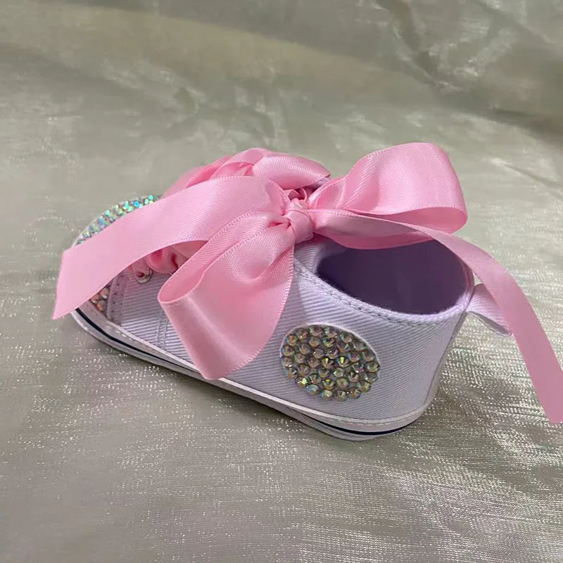 Dollbling Pearls Diamond Girly Toddle Sneakers Sparkle Baby Girl Crib Shoes Handmade Design Birthday Gift