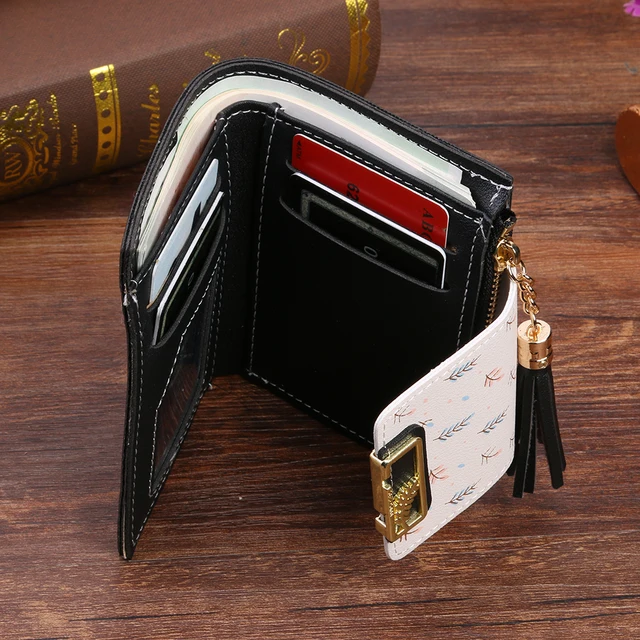 Fashion Women's Wallets Tassel Short Wallet for Woman Mini Coin Purse Ladies Clutch Small Wallet Female Pu Leather Card Holder 3