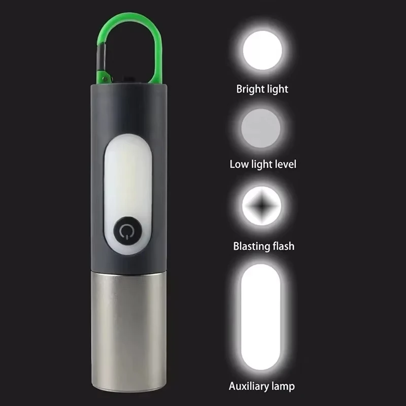 LED Flashlight Xiaomi Laser Zoom Multi-functional Long-range Lighting USB Rechargeable Outdoor Portable Camping Lamp With Hook