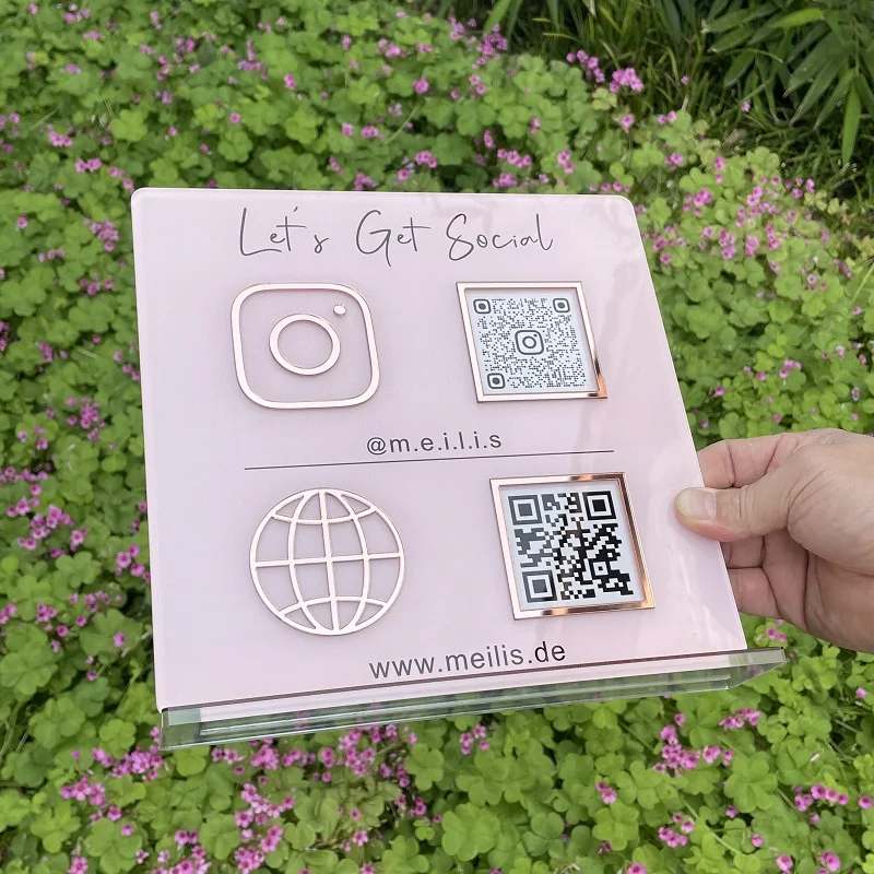 Negócio Personalizado Ícones qr Code Social Media Sign Beauty Studio Scan para Pagar Sinais Acrílicos Instagram fb Scanning qr Code Plates