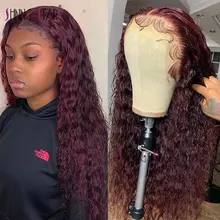

Burgundy Lace Front Wig Deep Wave Frontal Wig For Women Colored Lace Front Human Hair Wigs Hd Transparent Curly Lace Frontal Wig