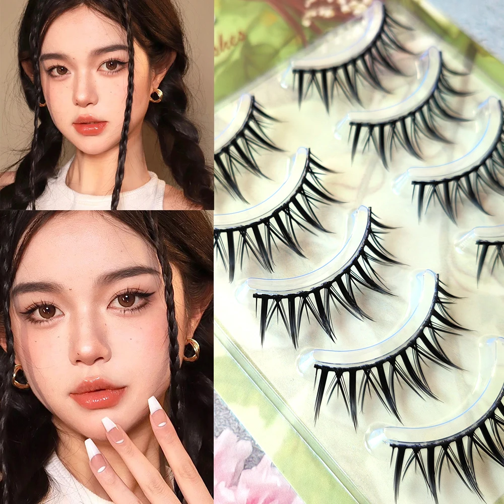 

Manga Lashes 5 Pairs Eyelashes 3D Natural False Lashes Fluffy Soft Cross Wispy Natural Eyelash Extension Makeup Cosmetics Tools