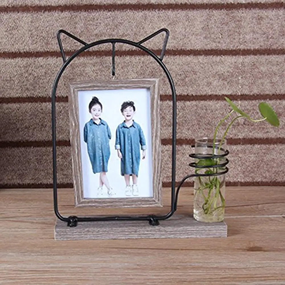 Photo frame double sided stable base high strength rustproof with hydroponic vase home supplies