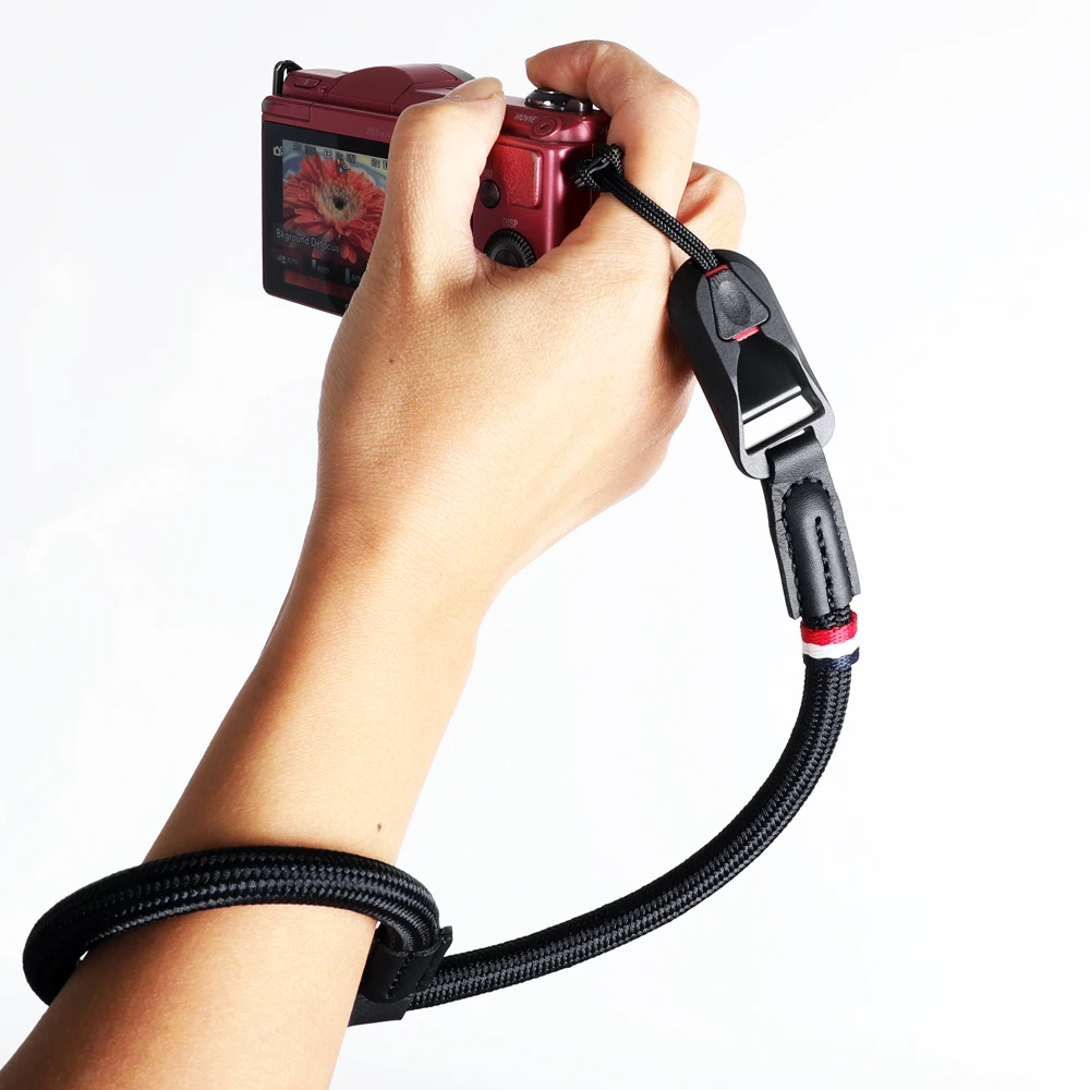 Cinghia Da Polso Per Fotocamera A Sgancio Rapido | Paracord Nylon | Regolabile E Universale | Nero
