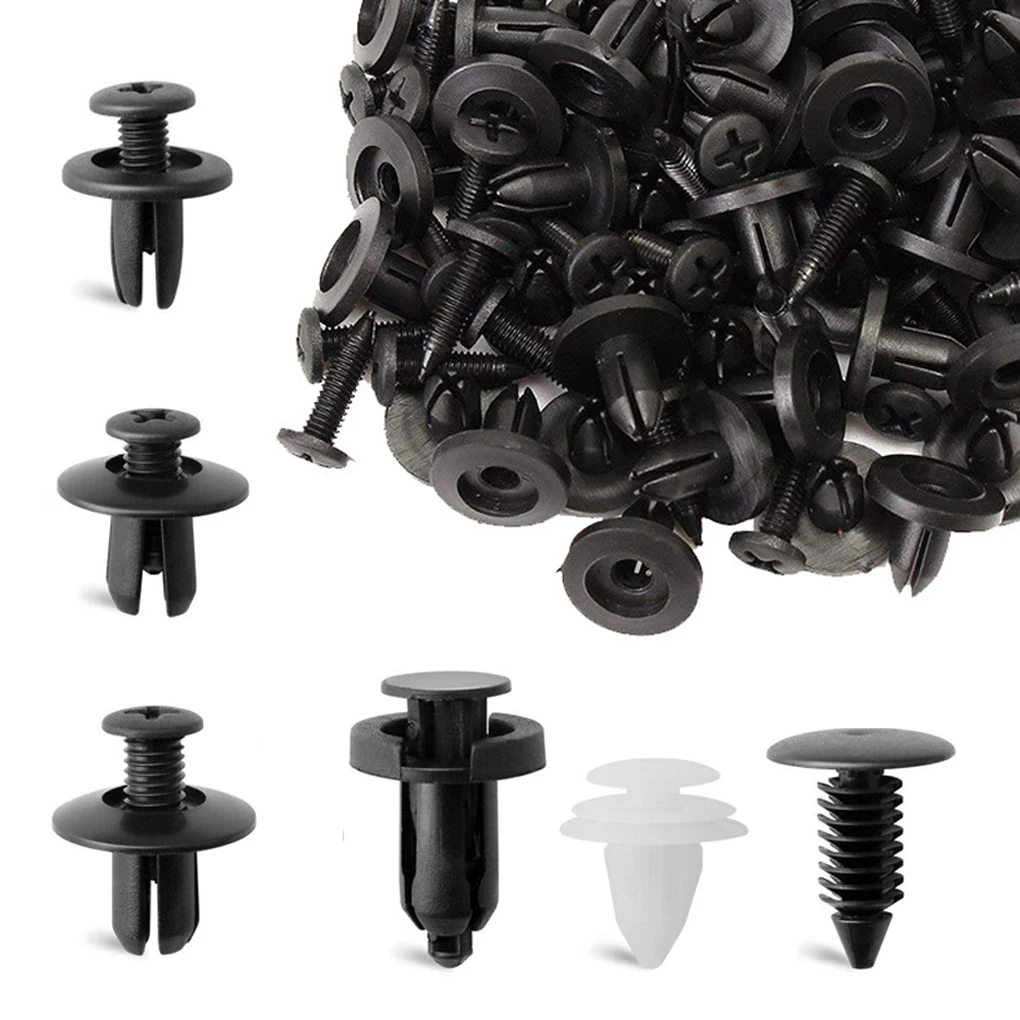 100pcs 6 크기 자동 자동차 패스너 클립 리테이너 리벳 패널 미니 R53 닛산 Navara D40 Dacia Spring Vw Up Sportage