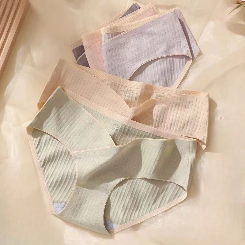 Stripe Jacquard Cotton Low Waist Belly Maternity Panties Plus Size Seamless Underwear for Pregnant Women Ladies Pregnancy Briefs