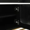 TV Stand for 65 Inch Television, with Faux Marble Top, Entertainment Center w/Storage and Fluted Glass,Media Console Table,Black 4
