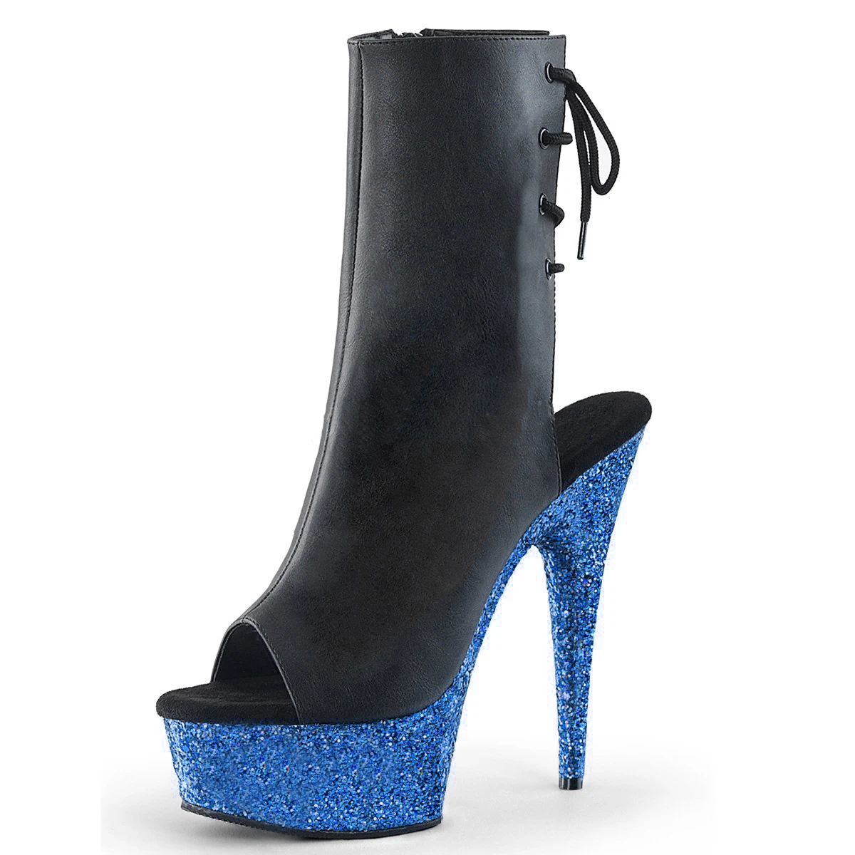 Botines de bailarina exótica con punta abierta para mujer, tacones