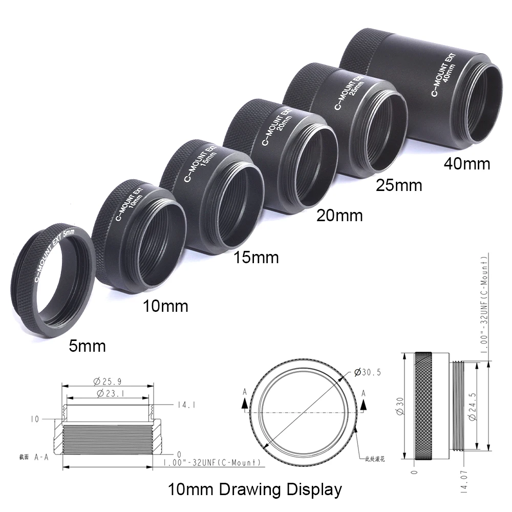 C-CS Mount Camera Lens Adapter Ring 5-40mm Extension Tube C-CS Mount Converter Adaptor Spacer Ring For CCTV Security Camera