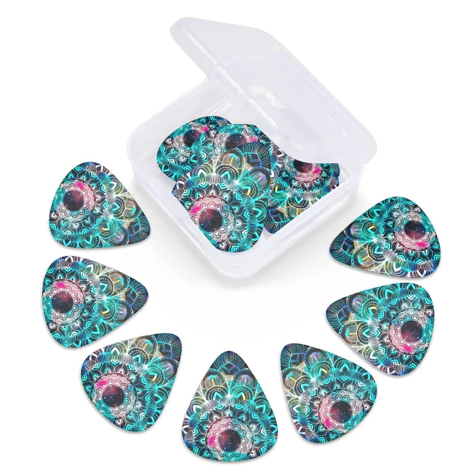 Guitar Picks 12PCS 0.71/1.0Mm Premium ABS Material Smooth Finish Dual-Sided Color Printing Includes PP Storage Box