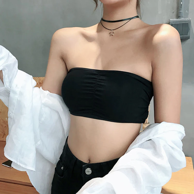 Women Lingerie Bra Women Tube Tops Strapless Bra Tube Top Women Cross Back Bralette Wireless Invisible Bra Seamless Underwear Female Lingerie Sexy Cotton Crop Top