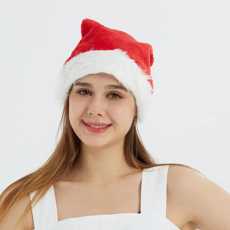 Unisex Velvet Christmas Hat Thickening Suitable for Christmas New Year Party Supplies Adult Child