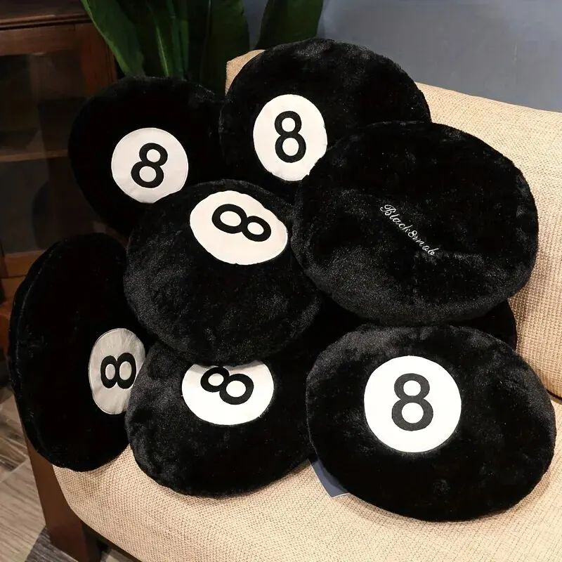 1pc Black 8 Billiard Pillow Plush Toy Black Pillow Cushion Sofa CushionTatami Cushion For Halloween Decor Christmas Gift 2