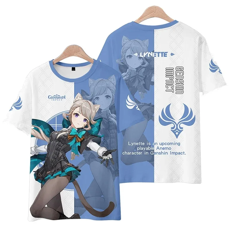 Genshin Impact 3D Print T Shirt Women Men Summer O-neck Short Sleeve Funny Tshirt Graphic Tees Lynette Lyney Cosplay Costume