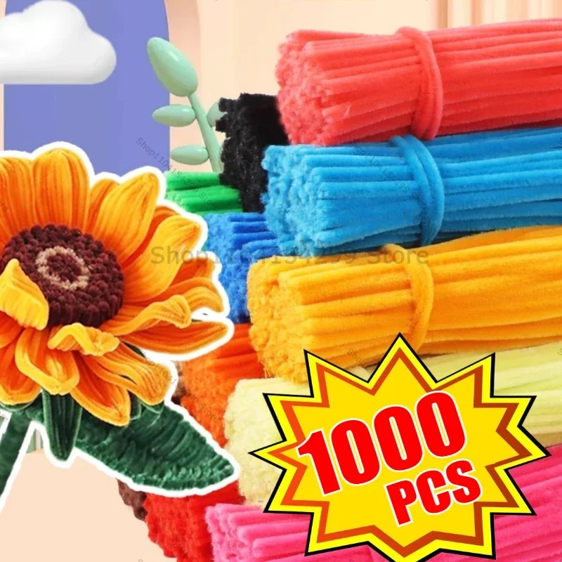 Chenille Wire Pipe Cleaners Creative Colorful Stems DIY Plush Stem Wired Twist Stick Hair Strip Kid Handmade