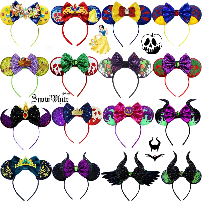 Disney Princess Snow White Headbands for Girls Skeletal Poison Apple Ears Hair Accessories Women Cosplay Maleficent Hairband Kid for apple vision pro protective case vr headset device accessories color transparent tpu