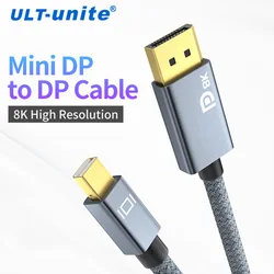 Ultra-HD Mini DisplayPort to DisplayPort Cable - Bidirectional 8K/4K Transmission - 1.5m (Mini DP to DP 8K)