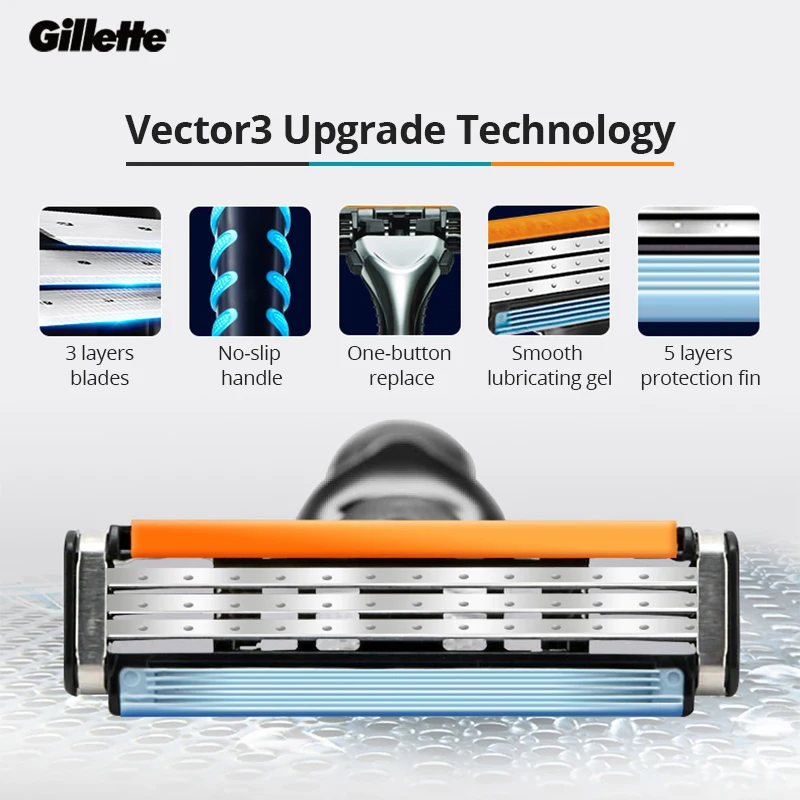 Gillette Vector 3 Razor Blades 3 Layers for Men Safety Body Face Hair Removal Shaver Blade Gift Sharp Replacement Heads 8/12pcs
