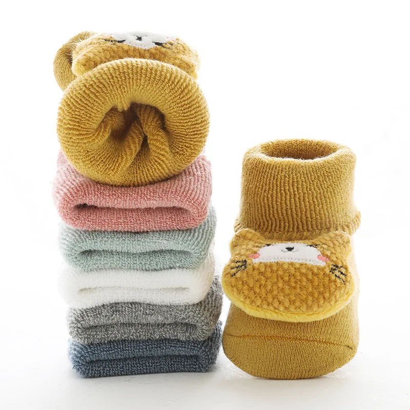 

Thick Terry Socks Baby Toddler Socks Doll Cartoon Non-slip Newborn Bootie Children Floor Stocking Keep Warm Infants Freeshipping