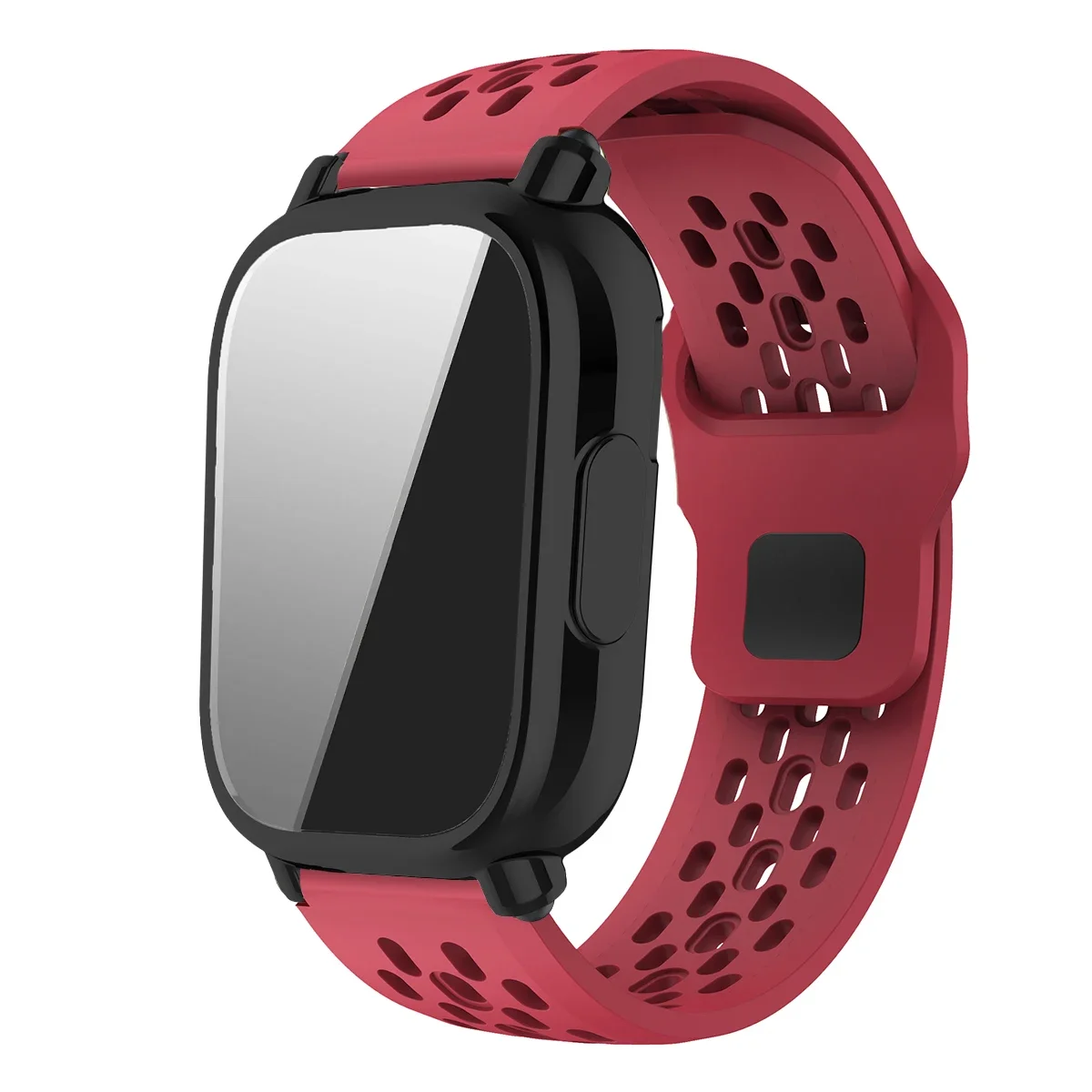 Silicone Strap and TPU Soft Shell Case with Full Cover Screen Protector for Smartwatch - Breathable Sport Band Design