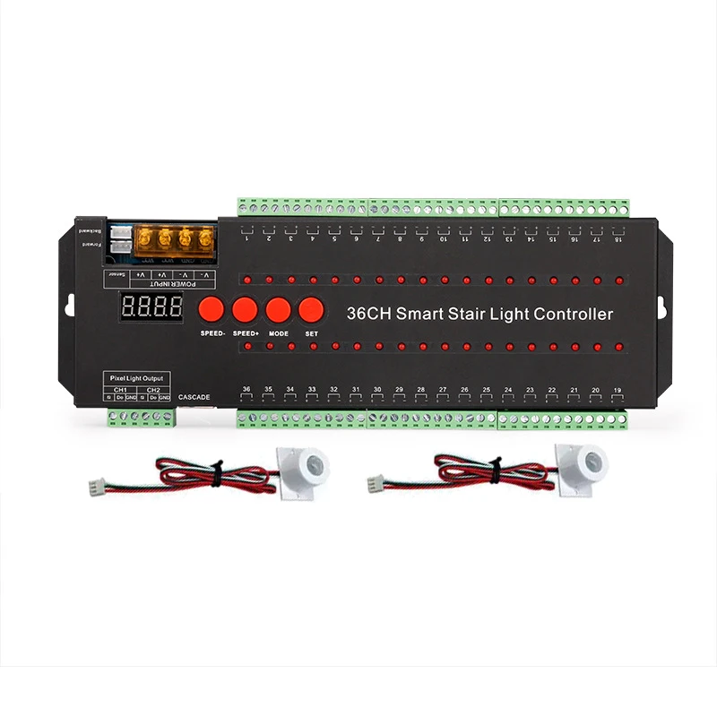 

36 Channel Smart Stair Light Controller for Stair Sensing Steps and Step Step Lighting with LED Light Bars