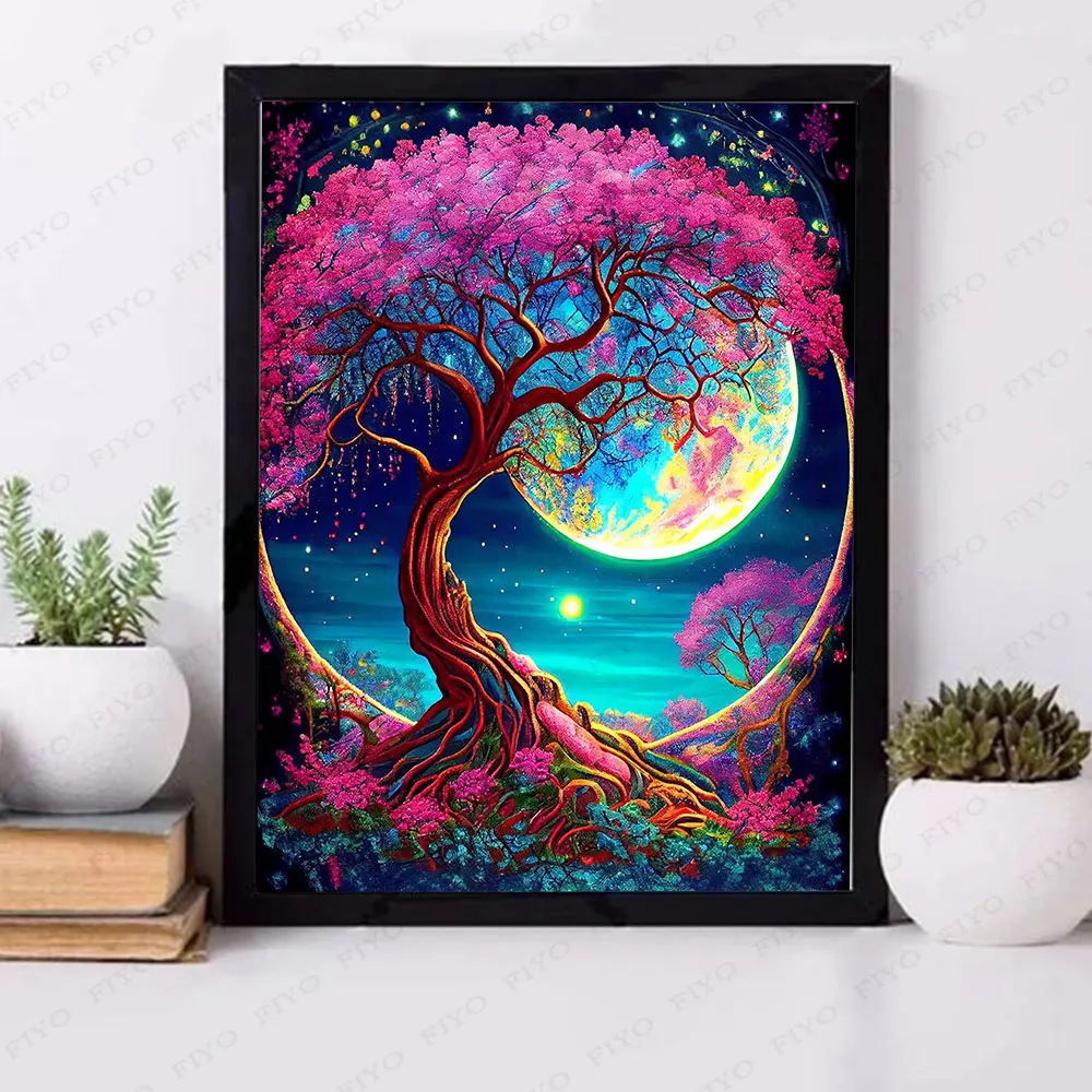 New 5D DIY Diamond Painting Book Landscape Tree Moon Waterfall Diamond  Mosaic Embroidery Rhinestones Picture Home Decoration - AliExpress