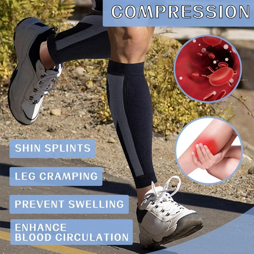 1Pair Calf Compression Sleeves for Men & Women (20-30mmhg)-Leg Compression Sleeve for Running, Cycling, Shin Splints Support