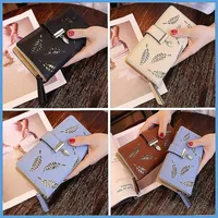 Ladies' PU hollow leaf handbag with card holder and mobile phone pocket, zipper buckle wallet - Image 2