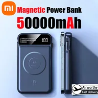Xiaomi 50000mAh Power Bank Wireless Charging Magsafe Power Bank Magnetic Charging Built-in Cable For Iphone Huawei Samsung 1