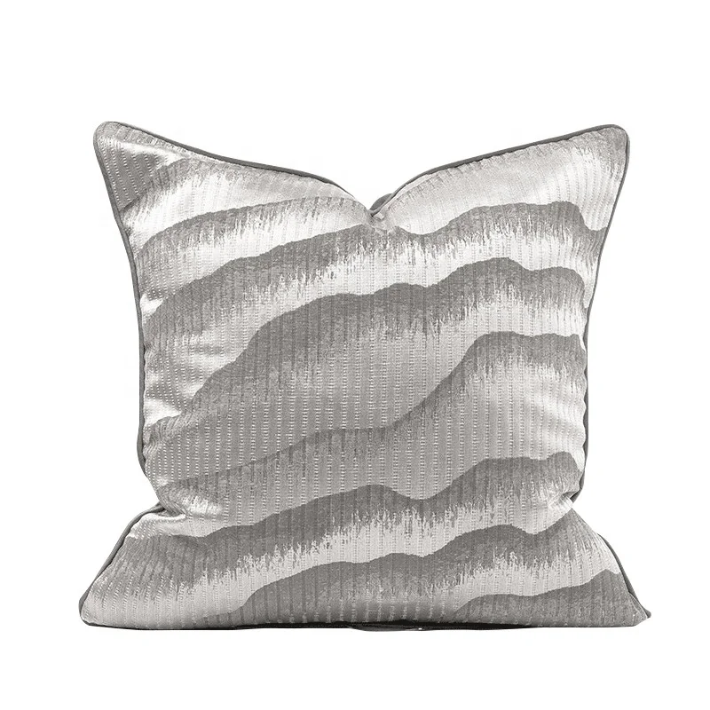 

Luxury Sea Waves Pattern Decorative Throw Pillow Cover Ocean Theme Pillow Case Square Cushion Cover 18"X18" 20"*20" Gray