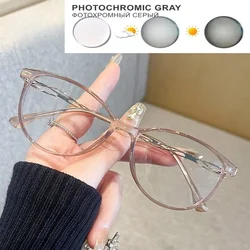 Elegant Light Wine Red Small Oval Glasses with Customizable Prescription Lenses - Customized (Transparent Tea  Tur)