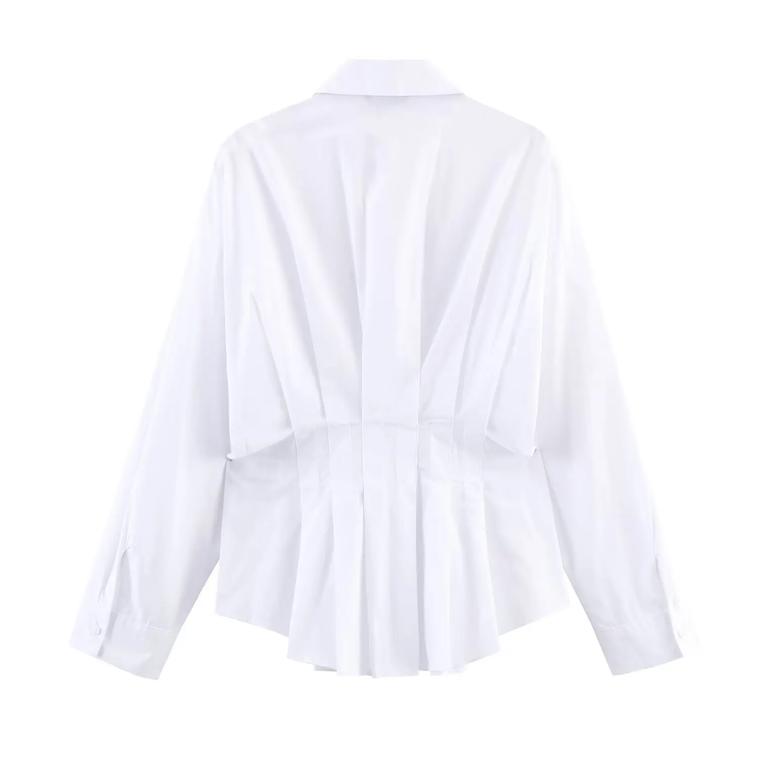 Women French Style Elegant Pleated Shirt Pullover Female Solid Shirt Chic Sexy Casual Spring Autumn Blouse Lady Shirt Streetwear