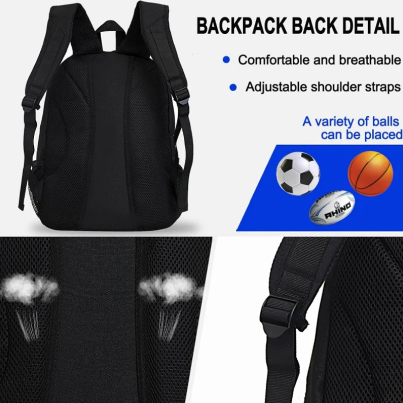 Soccer Backpack Large Capacity Sports Bag with Separate Ball Holder Shoes Compartment for Adults Teens Boys Girls Cool Outdoor 3
